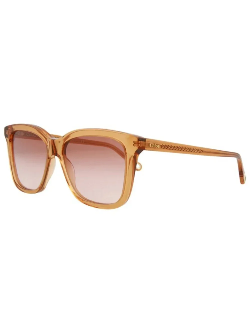 New Chloé Women's Sunglasses Square Rectangle Bio Acetate Frame Orange Orange